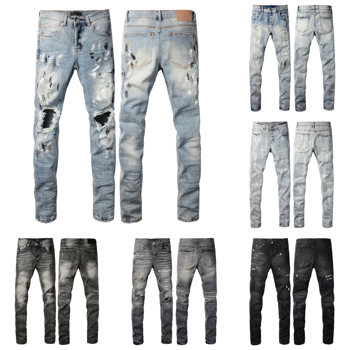 2024 New jeans high waist Ksubi jeans American luxury brand jeans Ripped High Street Jeans Retro Paint Spot Patch Hole Denim Streetwear silm Feet Micro Elastic pants