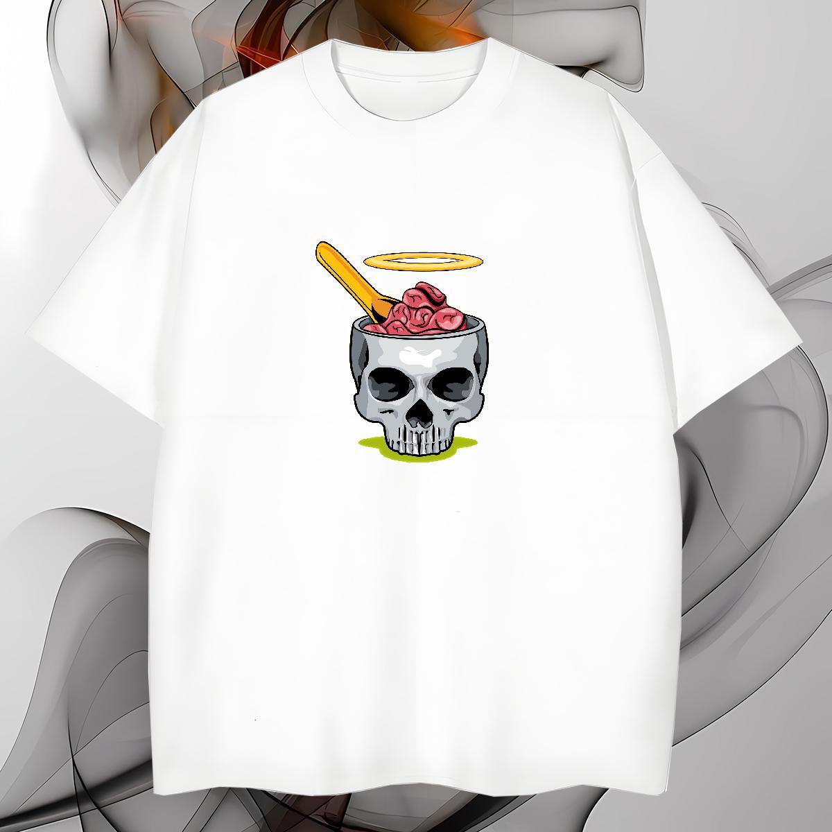 Popular T-Shirts 230g 100% Cotton skull Daily Wear Customized Pure Cotton Men Tops Tees Designer Fashion Tshirts