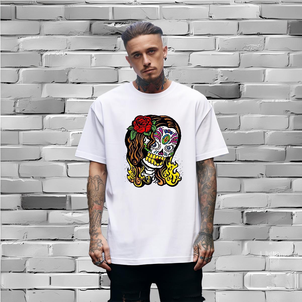 Wholesale T Shirt For Man 100% Cotton 230g skull Sport Oversized O-Neck Short Sleeve Tshirt for Man Woman New Polos