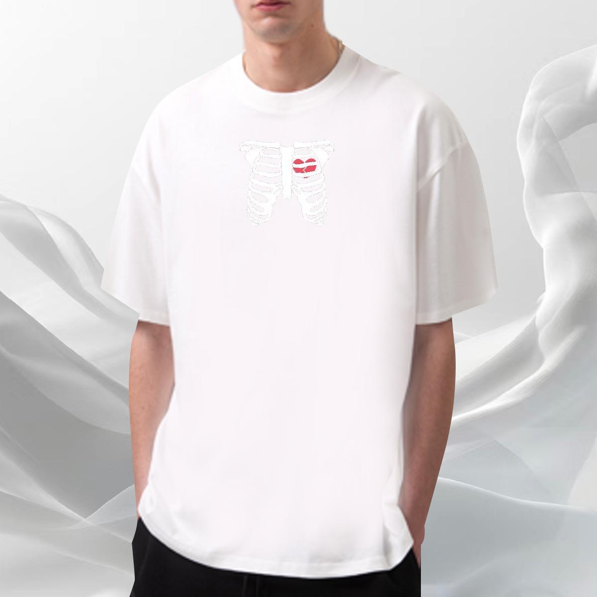 Free Shipping T-Shirts 100% Cotton 230g skull Street Black Oversized Crew Neck Breathable Couples T Shirts Classic Casual Tops Tees