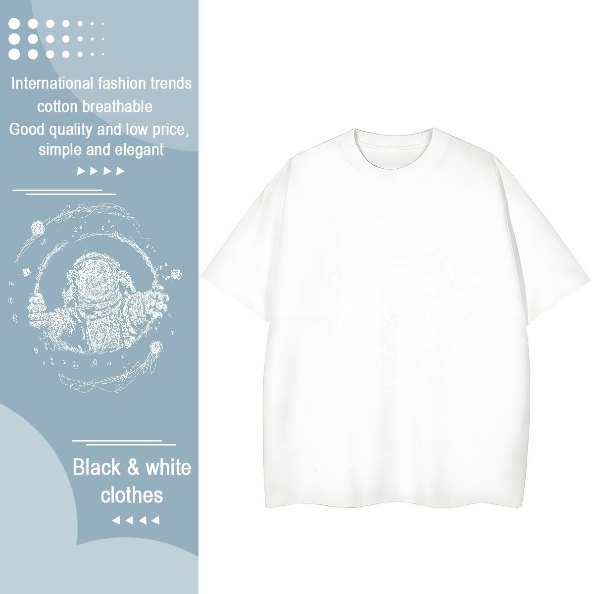 High quality Women Tees 230g Pure Cotton outer space Casual Daily Wear T-Shirts for Women Short Sleeve O-Neck Custom Print Oversized Tops Tees
