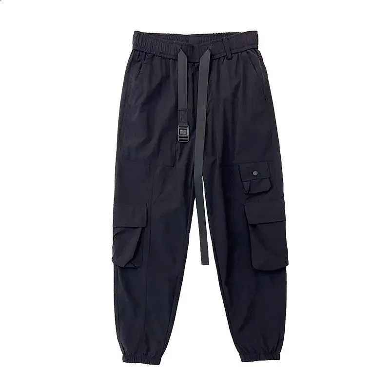 Street Tech Freight Wide Leg Pants Black Hip Hop Loose Harem Trouser Travel Leisure Sports High Quality Mens Wear 240823