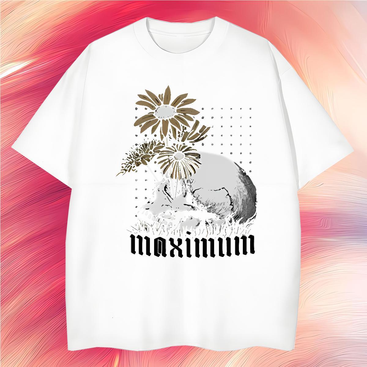 Loose T Shirt For Man 230g 100% Cotton skull Anime Printing Street Custom Big Size Round Neck Short Sleeve Couples T Shirts 2024 Summer Tees