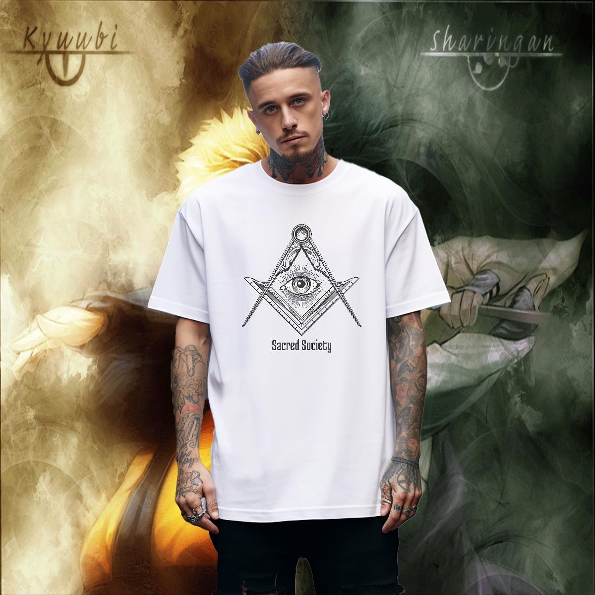 Cool Design Man T Shirts 230g 100% Cotton eye of the devil Casual Beach Oversized 4XL Pure Cotton Tshirts 2024 DIY Polos