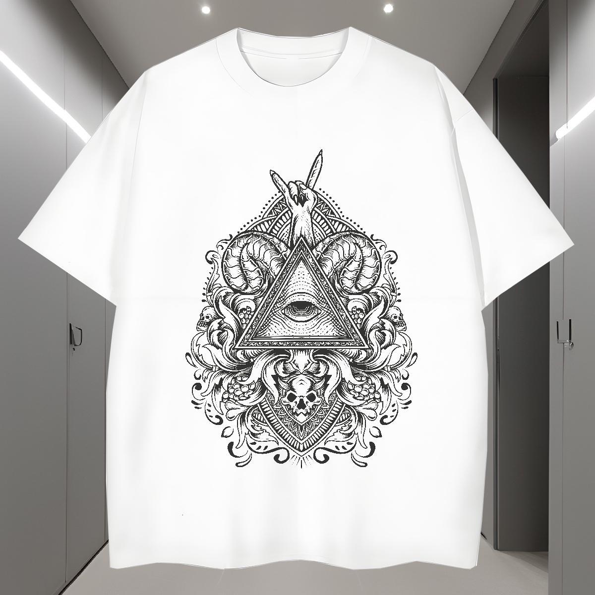 Designer T shirt 100% Cotton 230g eye of the devil Street Wear Customized Print Breathable Crew Neck Men Tees 2024 Designer Tees Shirts