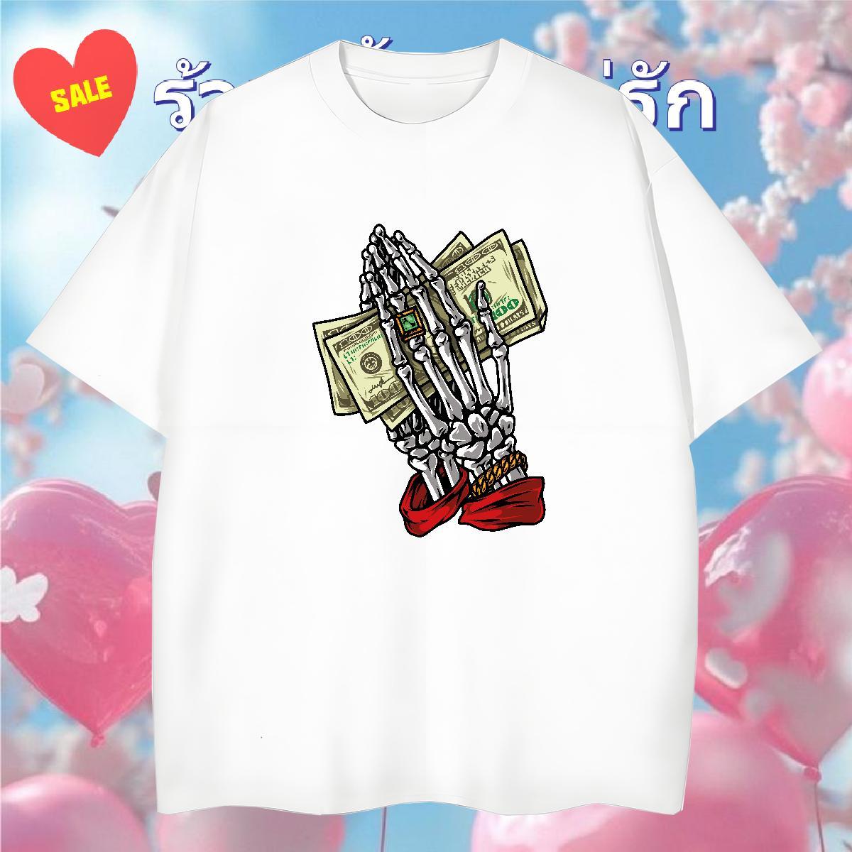 Loose Men T Shirts 230g 100% Cotton skull Summer Casual White Plus Size O Neck Short Sleeves Men Clothes T-Shirt Brand Tops