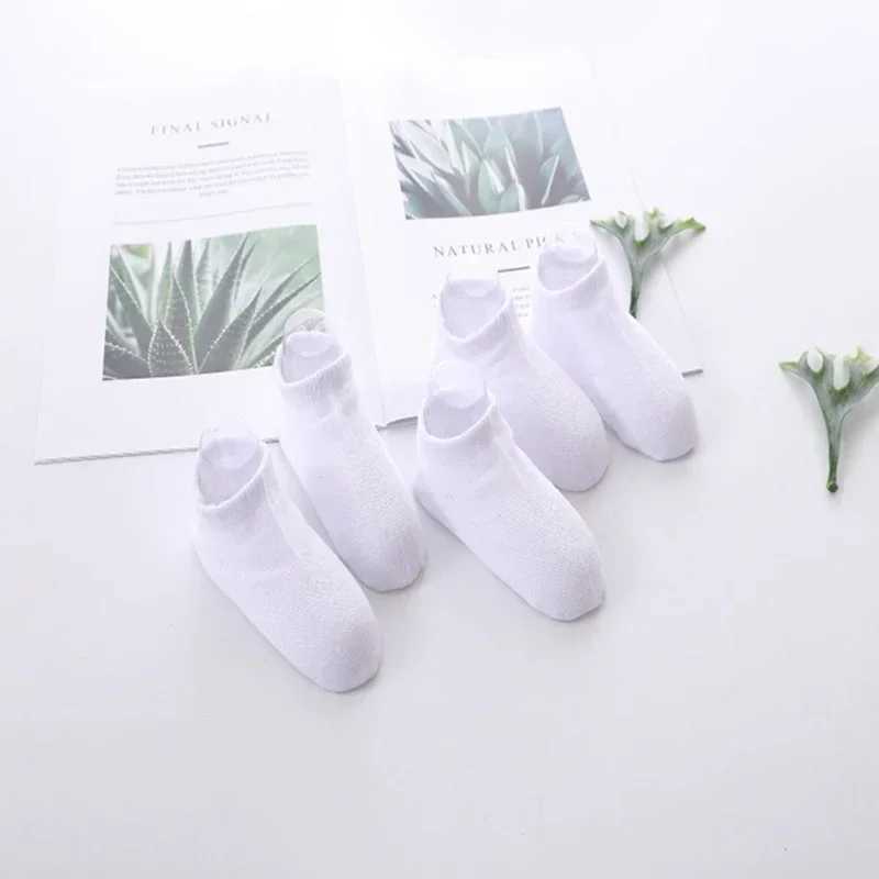 5Pairs/Lot Baby White Kid Socks Spring Style Solid Thin Soft Cotton Children For Boys Girls Sport Students Socks 2-12 Years Old CL240824