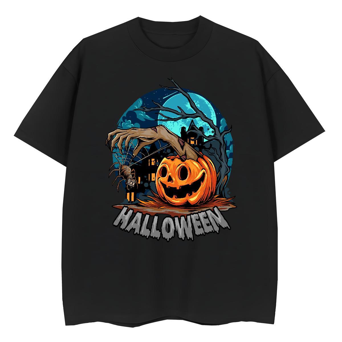 2024 Summer Men Clothes T-Shirt Halloween Beach 230g 100% Cotton Tees Shirts Breathable Short Sleeve Cool Design Mens T Shirts Plus Size Custom