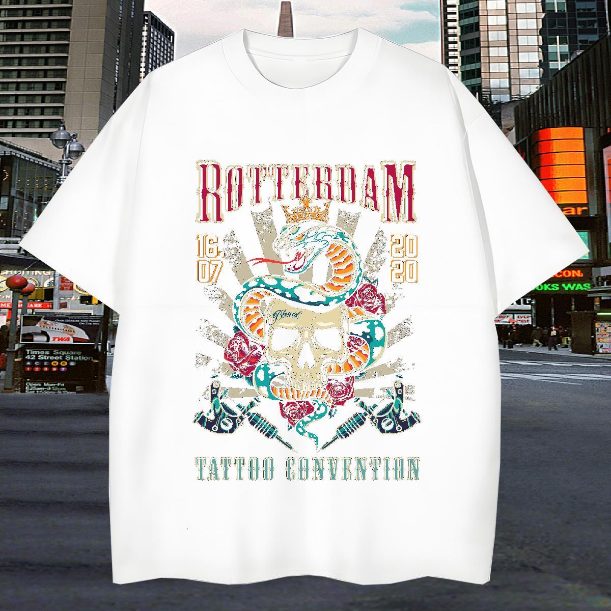 Popular T-Shirts for Men 230g 100% Cotton skull Street Customized Print Breathable Tshirt for Man Woman Classic Casual Tees Shirts