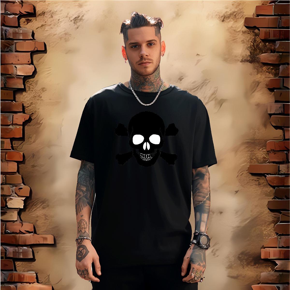 Loose Fit Man T Shirts 230g 100% Cotton skull High Street Hip Hop Custom Cartoon Round Neck Short Sleeve Tshirt for Man Woman Fashion Design Wear