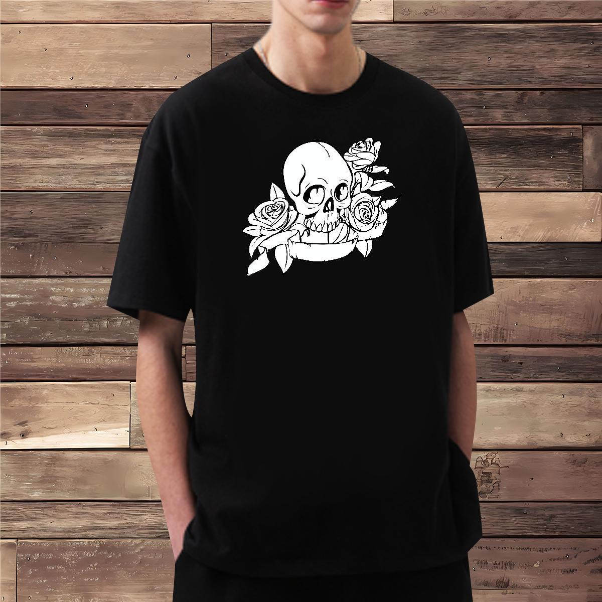 Classic T-Shirts for Men 230g 100% Cotton rose Casual Daily Wear Custom Anime Short Sleeve O-Neck Men Tees Casual New Tees Shirts