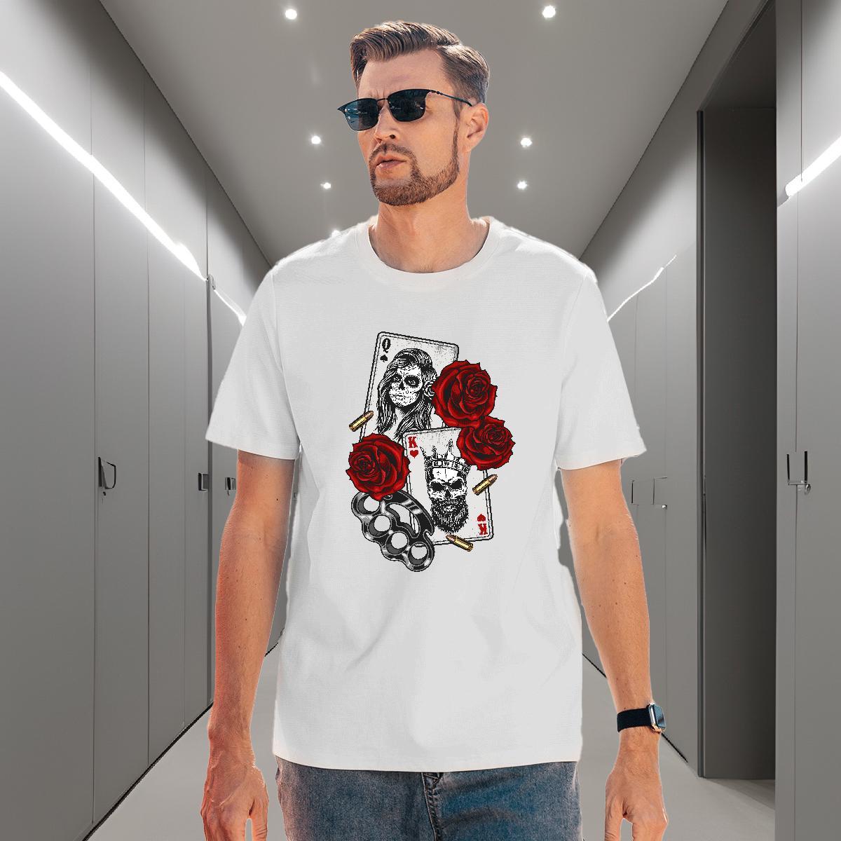 Classic T Shirts Men 230g Pure Cotton skull Outdoor Graphic Breathable Soft Men Tops Tees 2024 Designer Tees Shirts