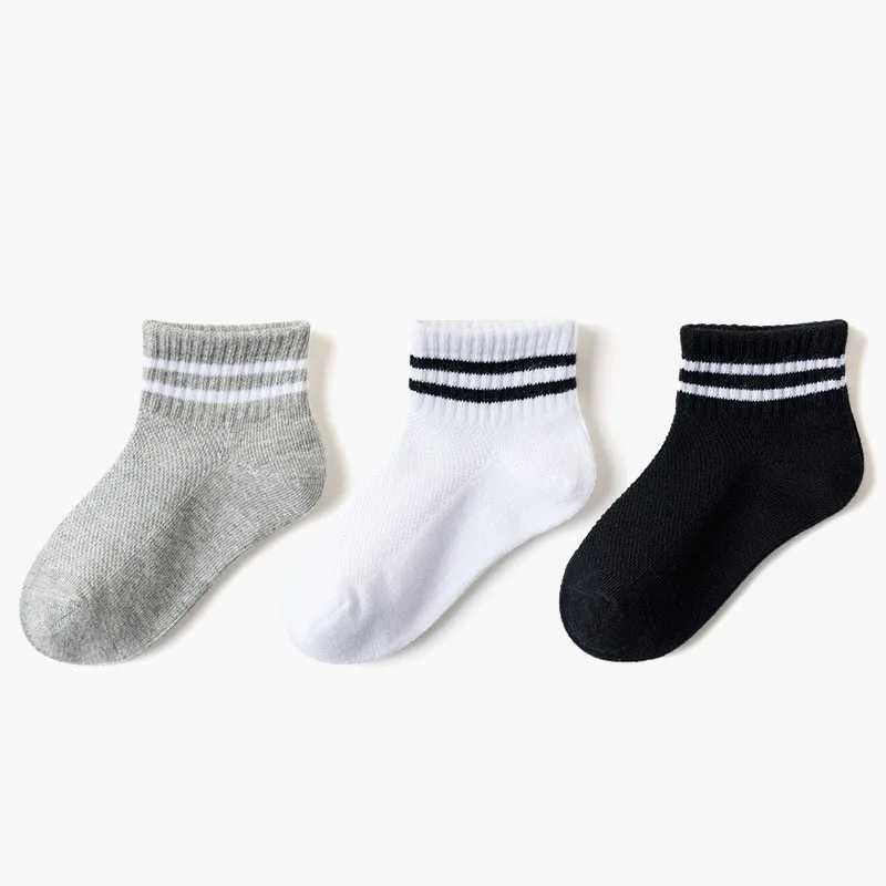 5 Pairs/Lot New Summer Children Socks Cotton Kids Girl Boy Fashion Black White Gray Pink For 1-12 Years Teen Student Baby Socks CL240824