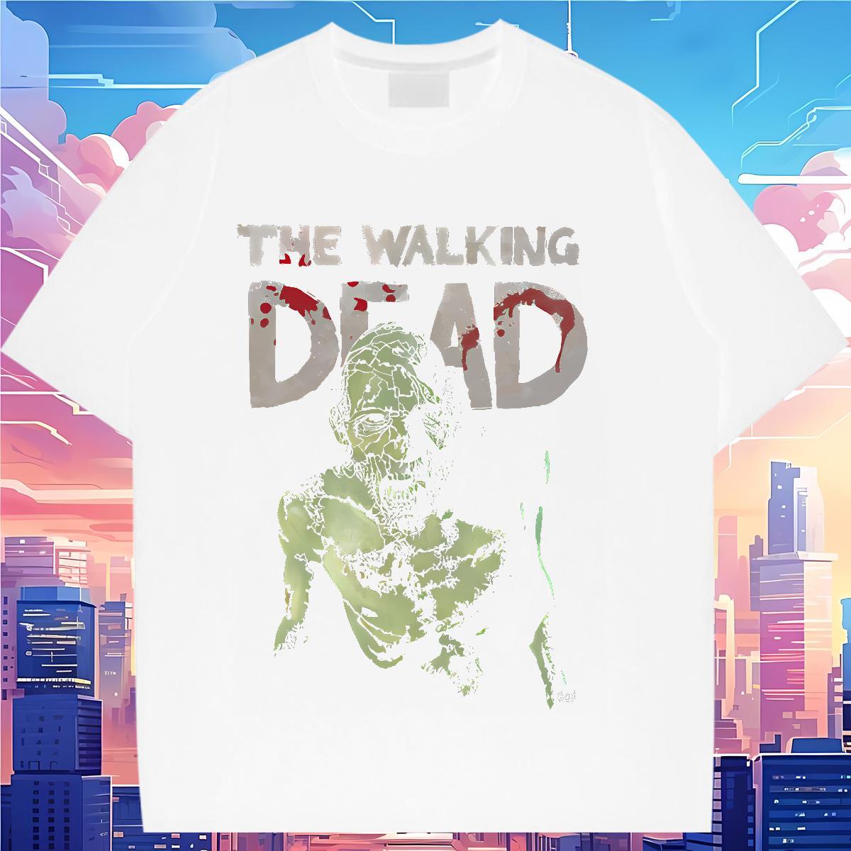 Comfortable Unisex Tshirts 230g 100% Cotton dead Home Outdoor Women T Shirts O-Neck Short Sleeve Cartoon Print Polos