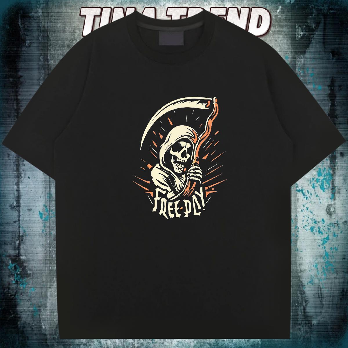 Brand T-Shirts 230g Cotton skull Casual Daily Wear Floral Print Breathable Soft Tshirts Designer Fashion Top Tees