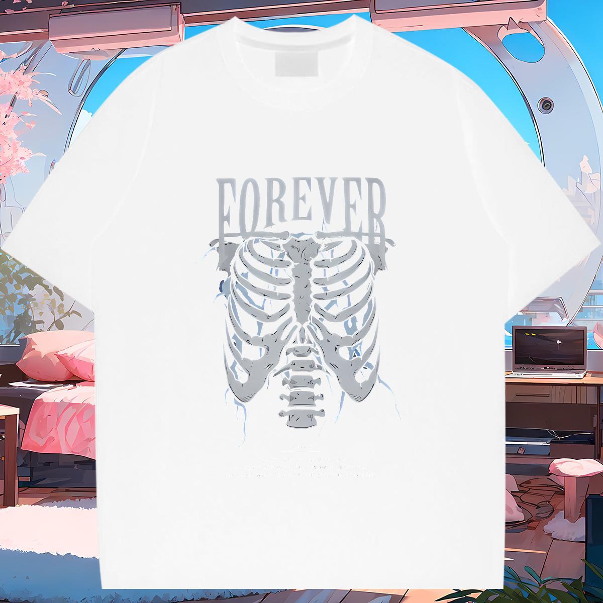 TOP Quality T-Shirts for Men 230g Cotton skull Spring Summer Custom Big Size Breathable Crew Neck Couples T Shirts 2024 Tops Tees