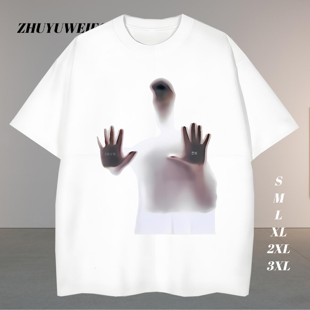 High Quality Mens T Shirts 230g Cotton portrait Daily Outfit DIY Breathable Short Sleeve Men Tees Factory Direct Tee Shirt