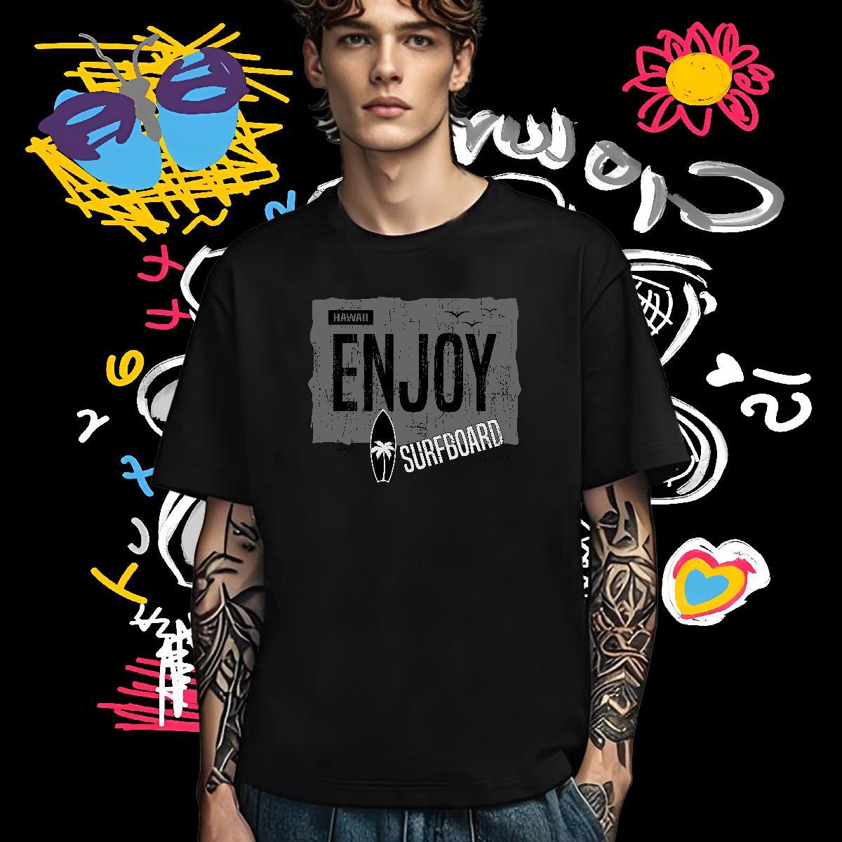 Free Shipping T-Shirts 230g 100% Cotton enjoy Casual Daily Wear Custom Cartoon O-Neck Short Sleeve Tshirt for Man Woman DIY Customized Clothings