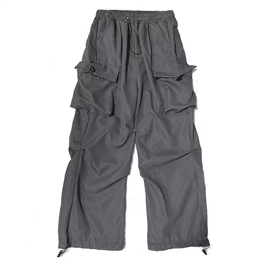 Home>Products>Black Mens Cargo Pants>Hip Hop Grey Cart>Mens Red Spring Cotton Loose Casual Street Clothing Hip Pocket 240823