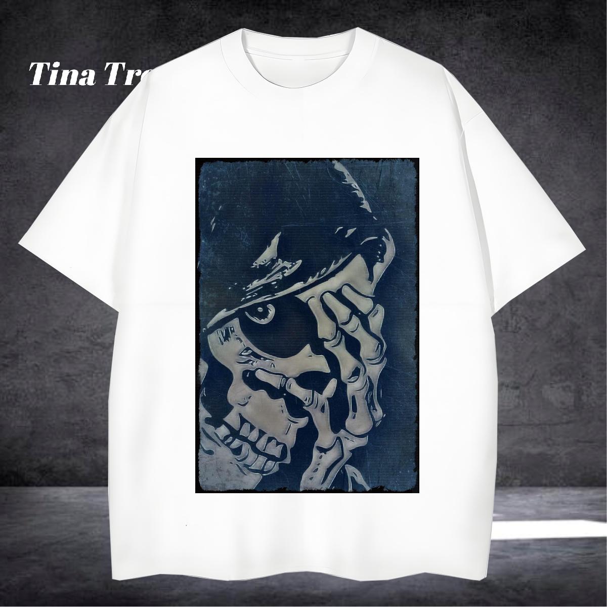 High Quality T-Shirts for Men 230g Cotton skull Daily Wear Graphic O Neck Short Sleeves Men Tees Designer Tops