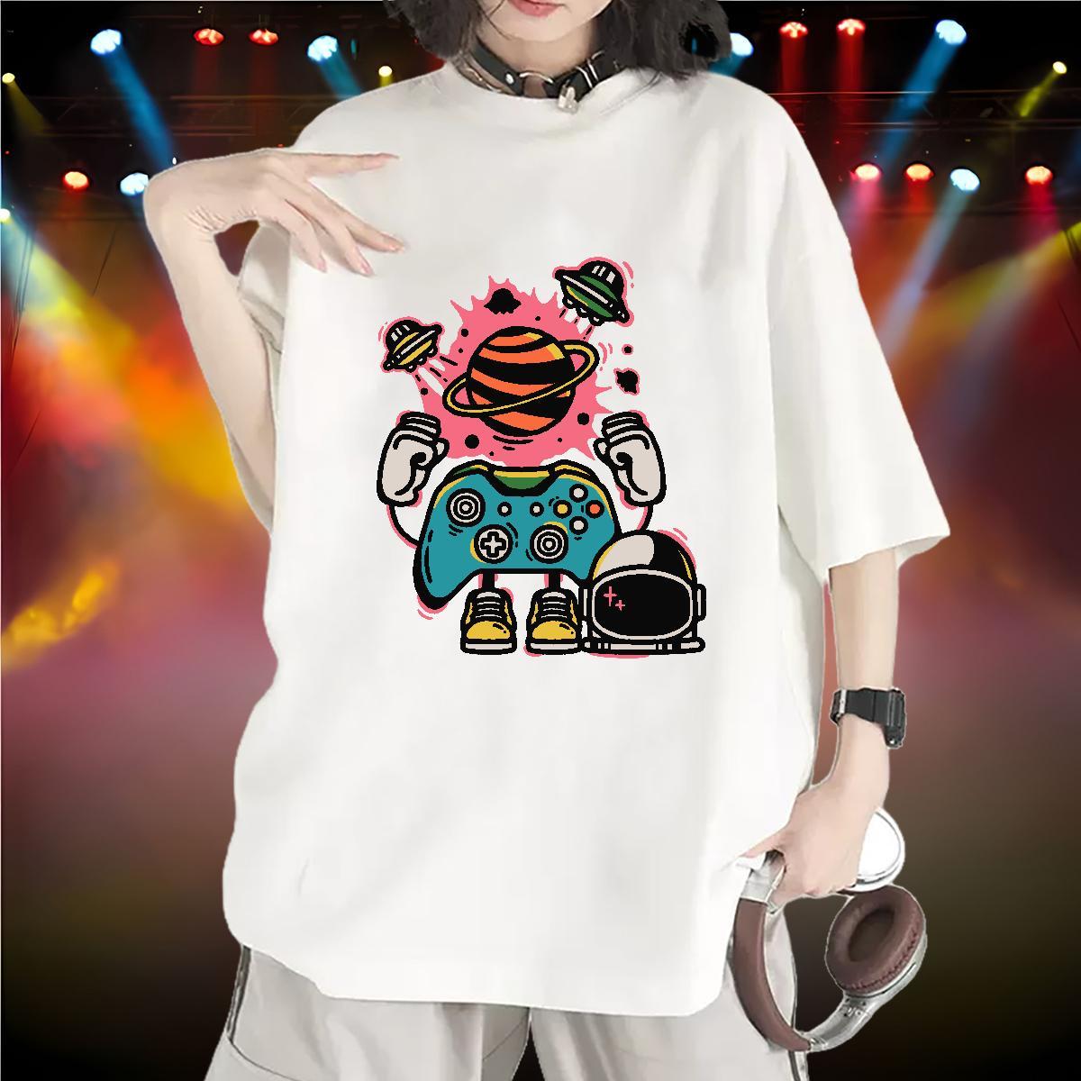 Designer Nice Couples T Shirts 230g Cotton space Sports Street Wear Women T Shirts Crew Neck DIY Anime Printed Tops