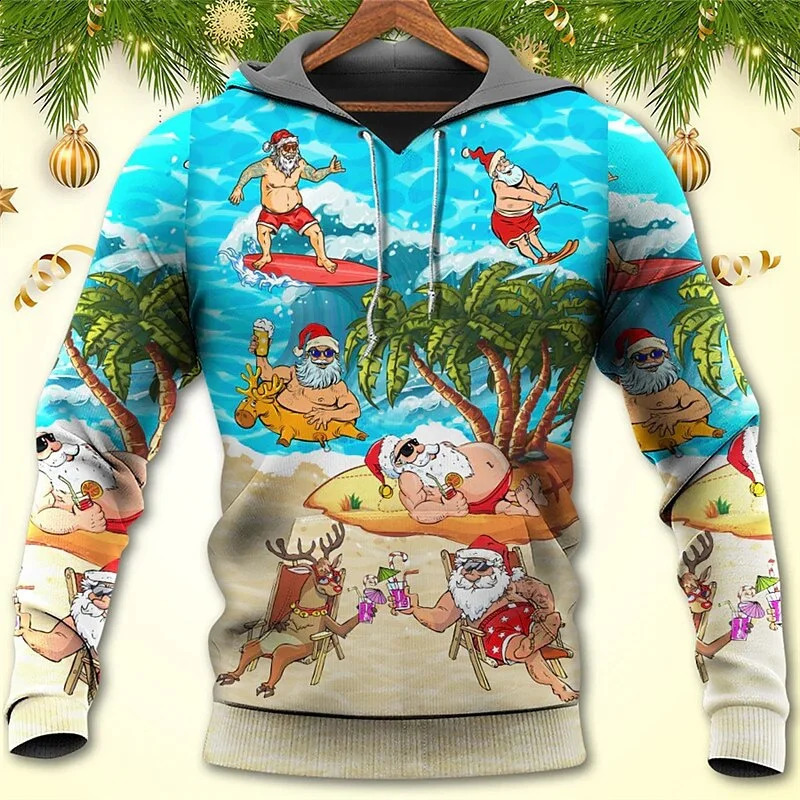 3D Funny Santa Claus Snowman Printed Pullover Hoodies For Men ren Cute Sweatshirts Women Harajuku Hoodie Winter Top 240823