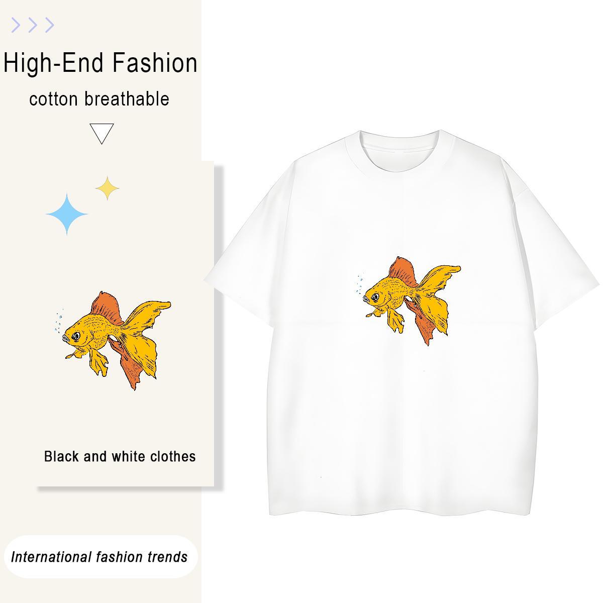 New Arrival Men Tees fish Street Casual 230g Pure Cotton Tops Tees Crew Neck Breathable Wholesale Man T Shirts Oversized 4XL