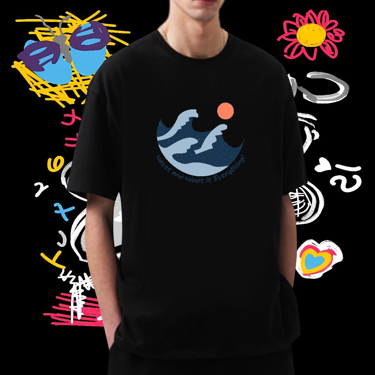 Classic T-Shirts for Men 100% Cotton 230g beach Home Outdoor DIY Logo Oversized Short Sleeve O-Neck Tshirt for Man Woman Fashion Designer Tees Shirts