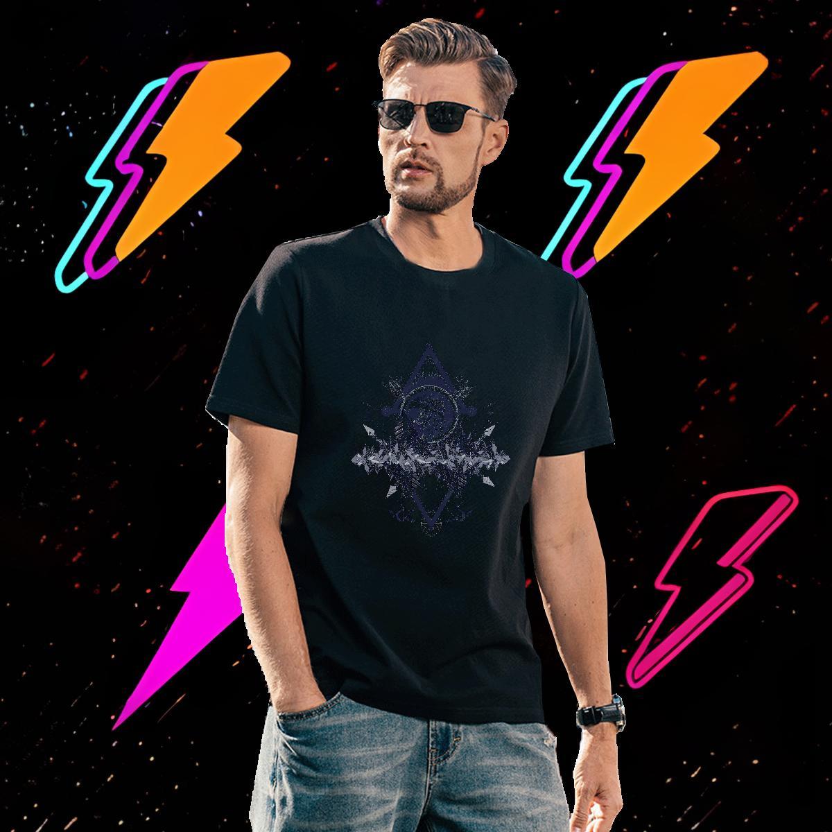 Loose T-Shirts for Men 100% Cotton 230g eye of the devil Street Wear Cartoon Printing L-4XL Breathable Crew Neck Men Clothes T-Shirt New Arrival Tshir