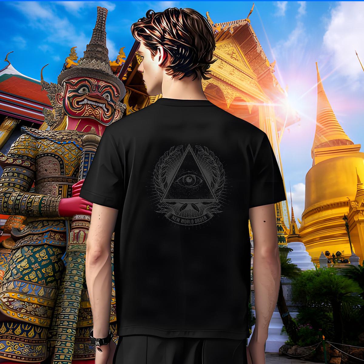 Comfortable Men T Shirts 230g 100% Cotton eye of the devil Casual Daily Wear Anime Print Breathable Short Sleeve Men Clothes T-Shirt Classic Casual To