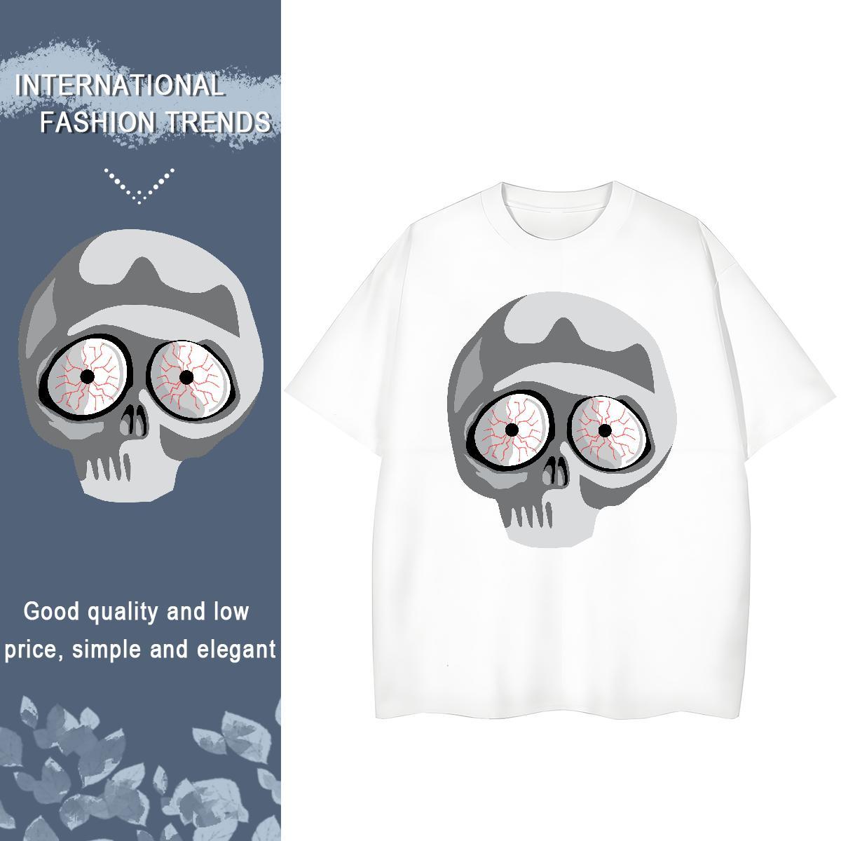 Classic Mens T Shirts 230g Pure Cotton skull Street White Plus Size Breathable Short Sleeve Men Clothes T-Shirt 2024 Designer Top Tees