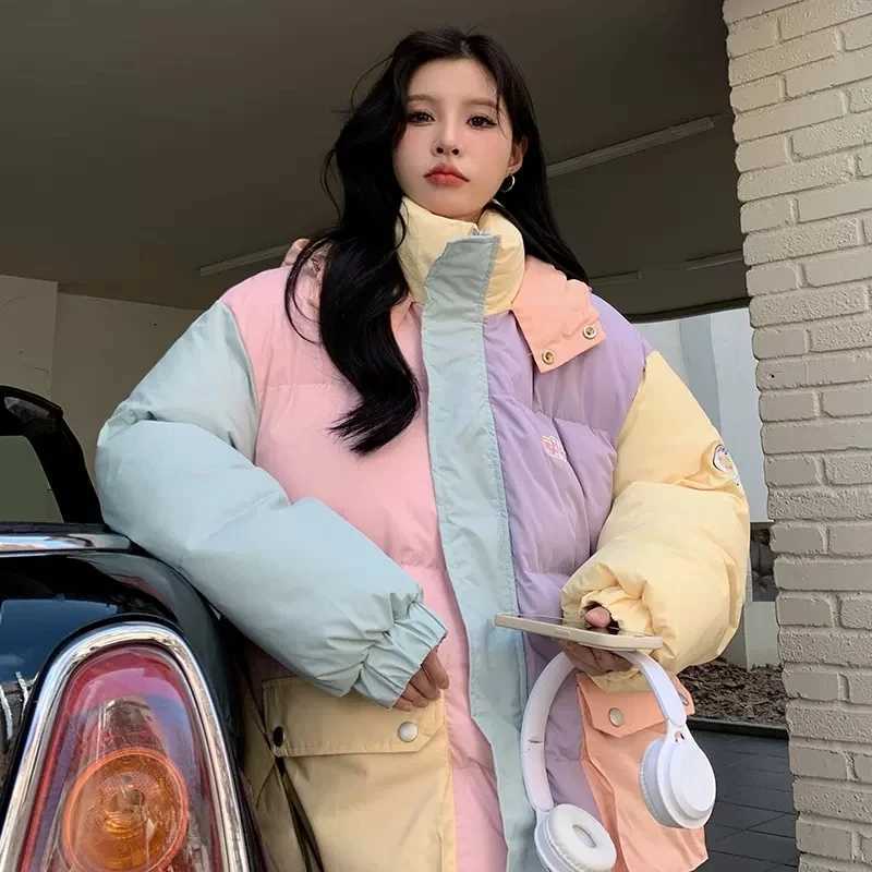 Women's Down Parkas Work clothes cotton jacket womens clothing winter coat 2023 new color short park thick girls coat Y240824PNGU