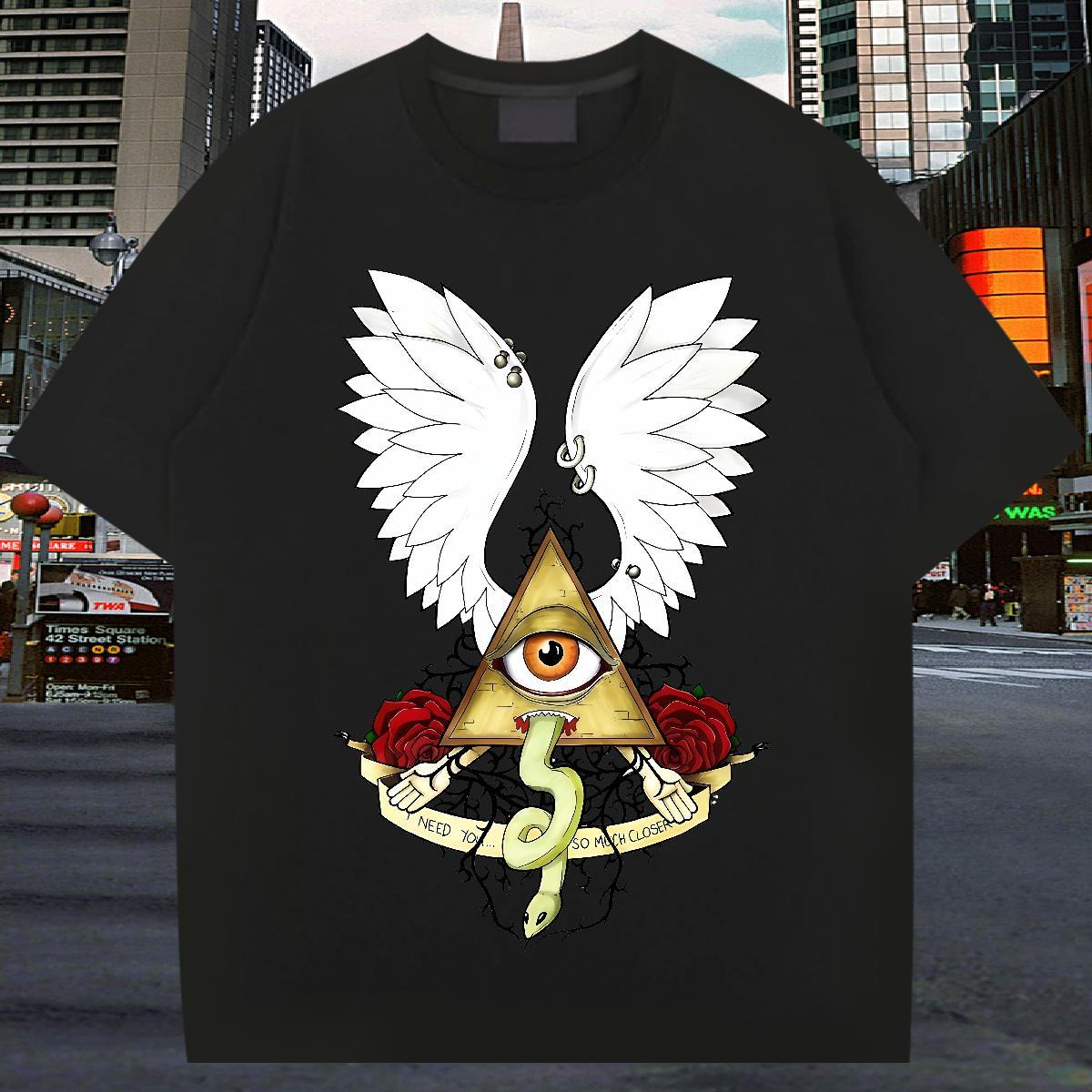 Loose Fit T Shirts Men 230g 100% Cotton eye of the devil Anime Printing Street Oversized 4XL O-Neck Short Sleeve Tshirts Customized Tops Shirt