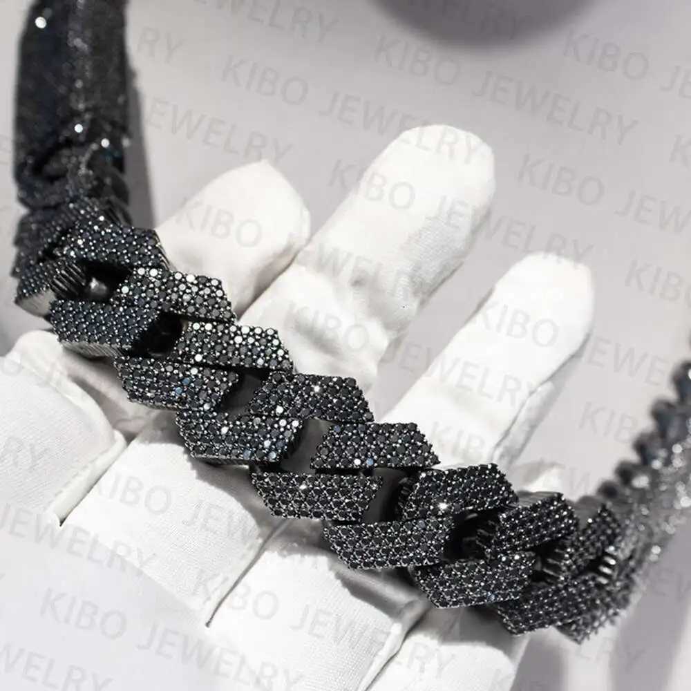 Hip Hop Necklace Black Gold Vvs Moissanite Dia Iced Out k Cuban necklace