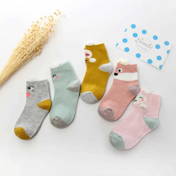 5pairs/lot New Fashion Boys And Girls Socks Ins New Cotton Socks Children Spring Autumn Socks Lovely Cartoon Sock CL240824