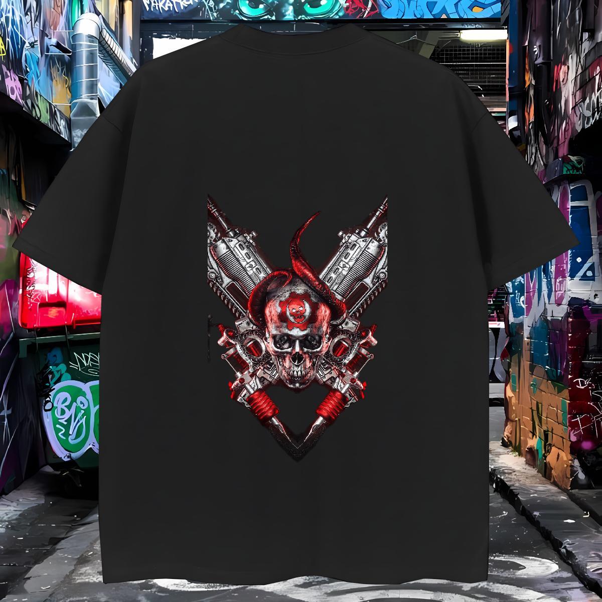 Wholesale Men T Shirts 100% Cotton 230g skull Daily Outfit Cartoon Print Pure Cotton Men Clothes T-Shirt DIY Customized Top Tees