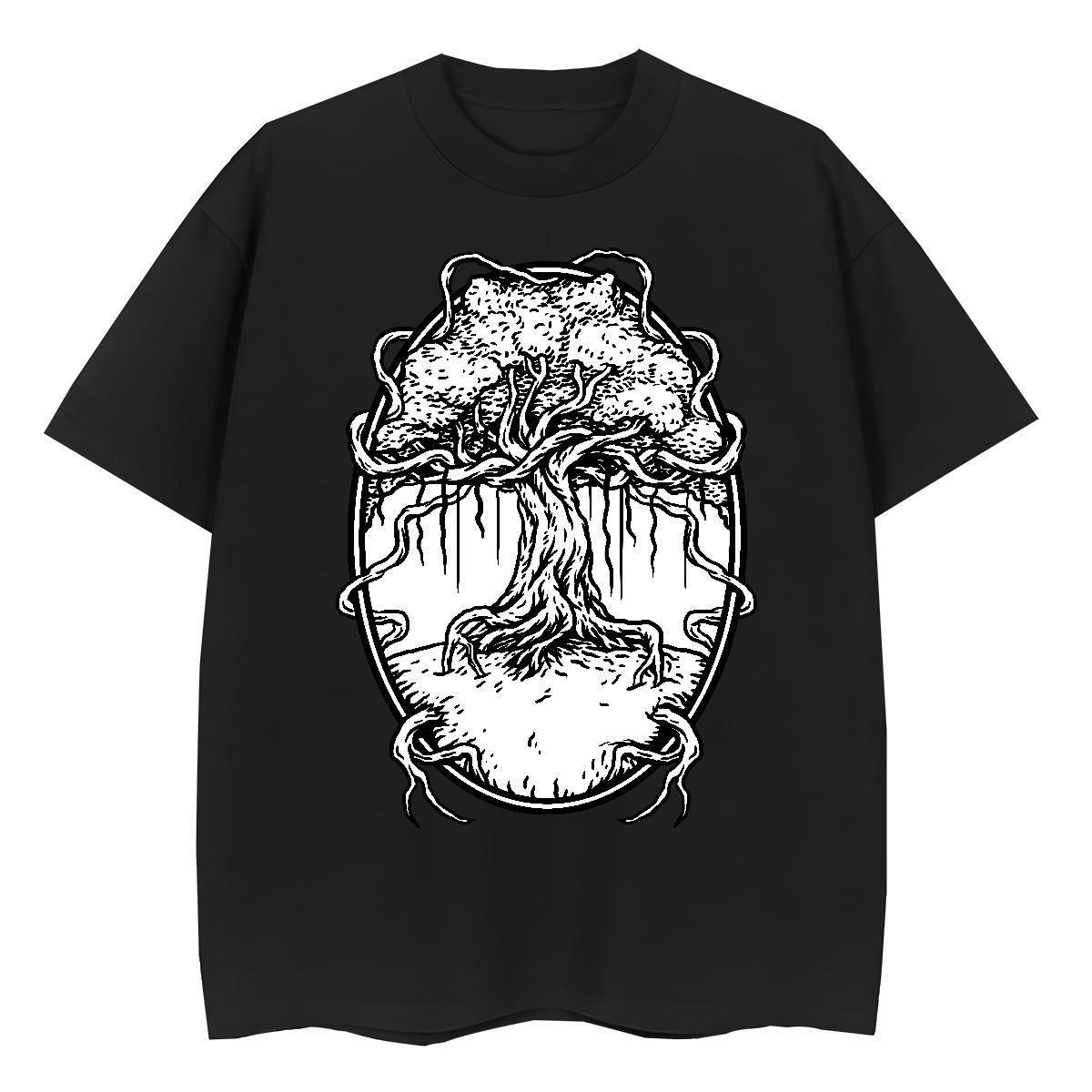 New Men Tops Tees tree Beach 100% Cotton 230g Tee Shirt Crew Neck Breathable Comfortable T Shirts Men DIY Printed