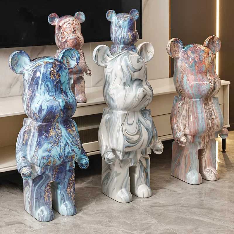 Large 80cm Creative Lamp Luxury Violent Bear Piji Bank Floor Vertical Decoration Living Room Decoration TV Cabinet Fluid Bear W240823