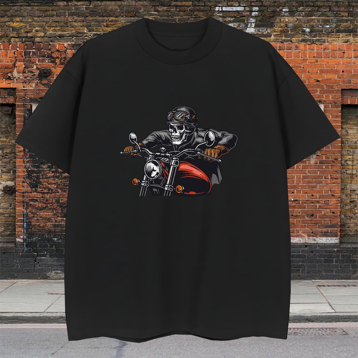 TOP Quality T Shirts Men 230g 100% Cotton skull Hip Hop DIY Printed Round Neck Short Sleeve Men Tops Tees Brand Clothes