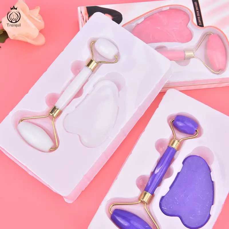 1 Set Face Spa Massager Neck Roller Gua Sha Scraper Board Face Lift Up Wrinkle Remover Face Roller Scraper Set CL240824