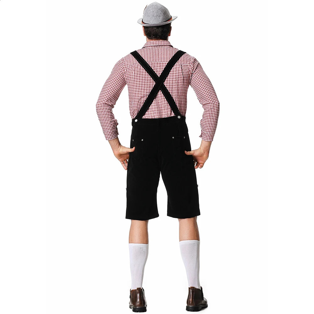 Three piece beer festival Lederhosen mens clothing Bavarian German Beer Festival pendant shirt hat roleplaying set 240823