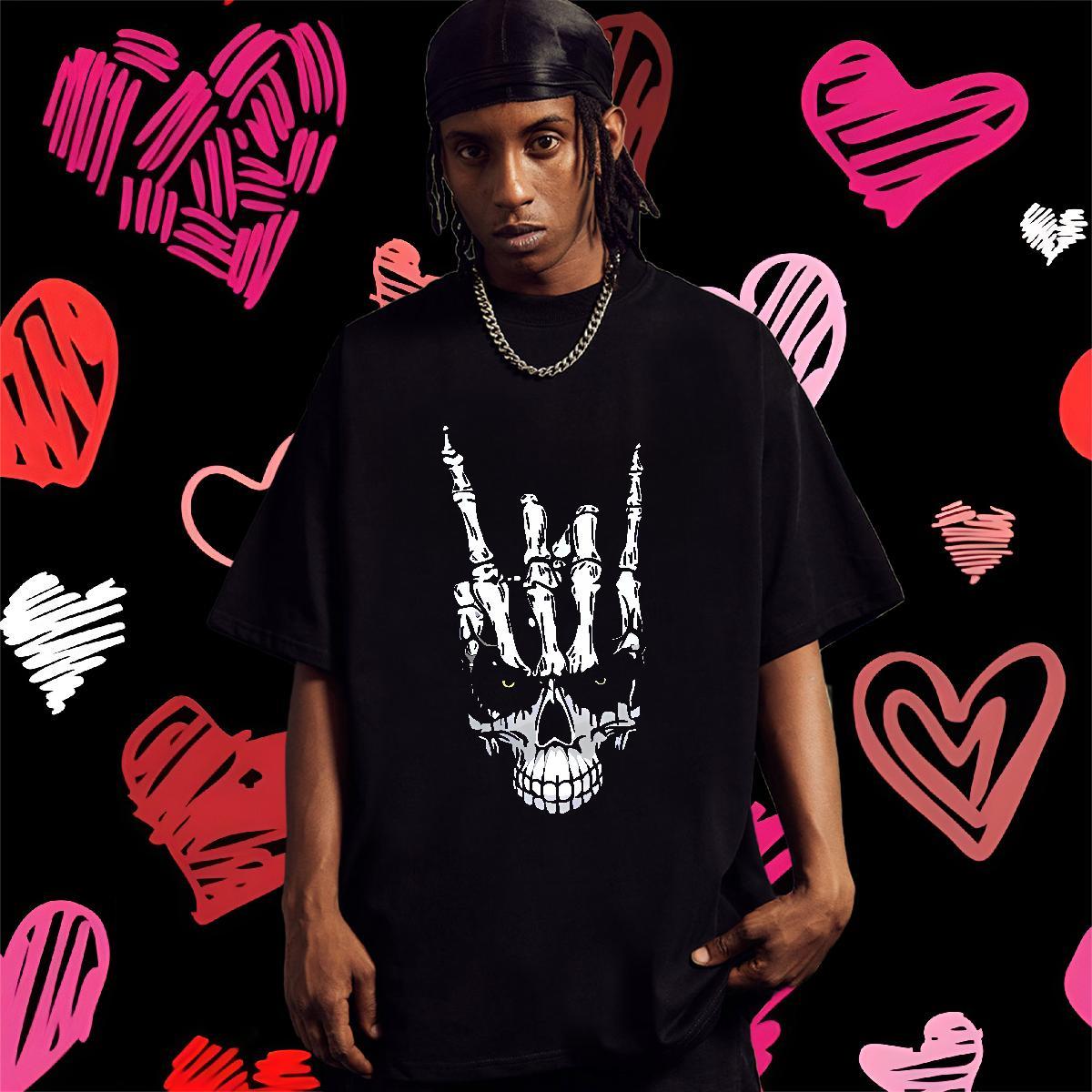 TOP Quality T shirt 230g Pure Cotton skull Home Outdoor Cartoon Printing L-4XL Short Sleeve Soft Men Tees Customized Polos