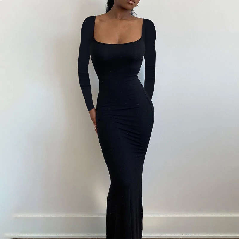 Satin Slip Long Sleeve Maxi Dress Women Y2k Summer Bodycon Elegant Sexy Outfits Ladies Birthday Party Club Sundress 240823