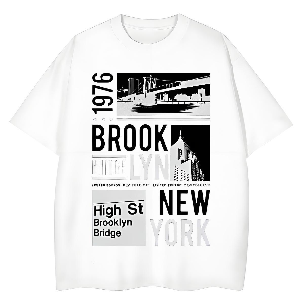 Popular Couples T Shirts 100% Cotton 230g New York Daily Outfit Women T Shirts Breathable Plus Size Cartoon Top Tees