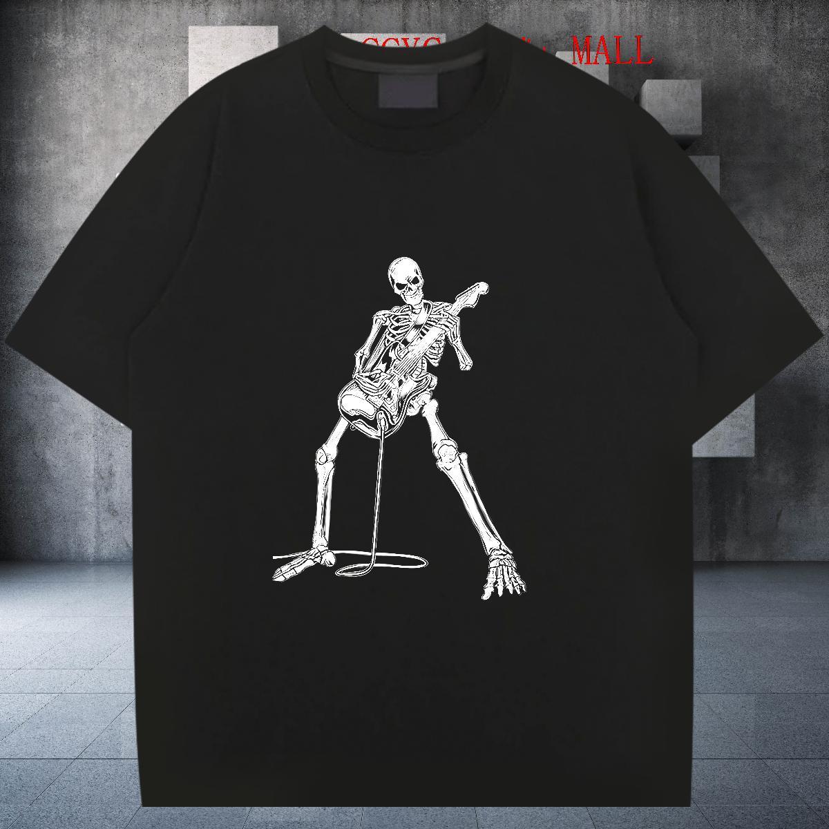 Comfortable T-Shirts for Men 230g Pure Cotton skull Hip Hop Street DIY Printed Short Sleeve O-Neck Men Tees Fashion Design Top Tees