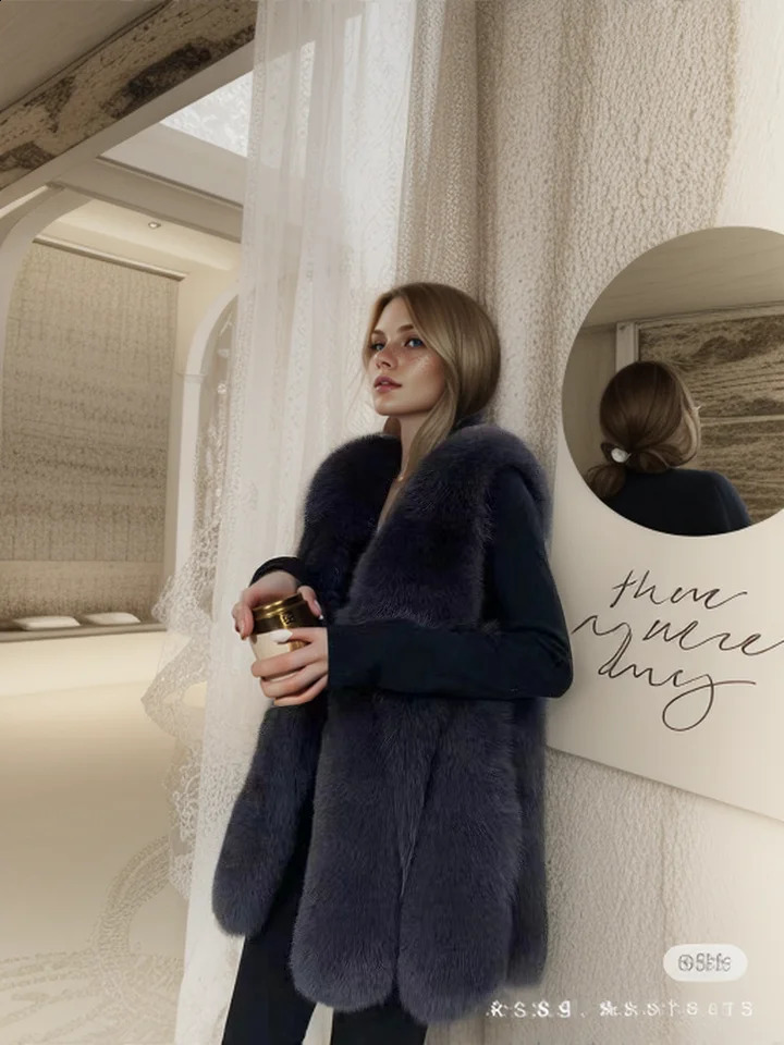 Womens high quality real fur vest 100 natural fashion coat jacket Genuine Leather coa 240823