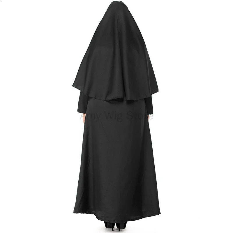 Halloween costume adult womens dress plus size nun black robe religious Catholic priest sisters role play party 240823