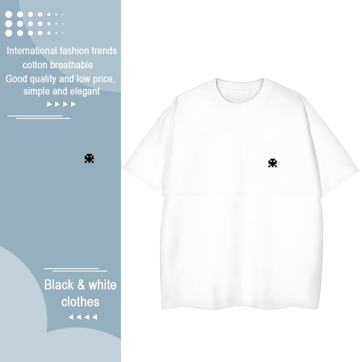 Loose fit Lady T shirt 230g Pure Cotton painting Sport T Shirt For Woman O-Neck Short Sleeve DIY Printed Tops