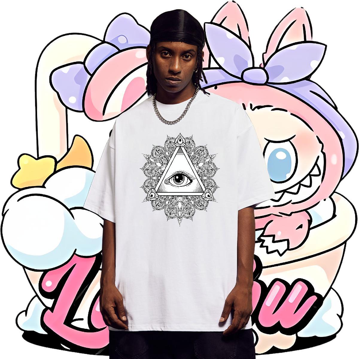 Comfortable T Shirt For Man 230g Cotton eye of the devil Sport DIY Printed Breathable Short Sleeve Tshirts New Arrival Tops Shirt