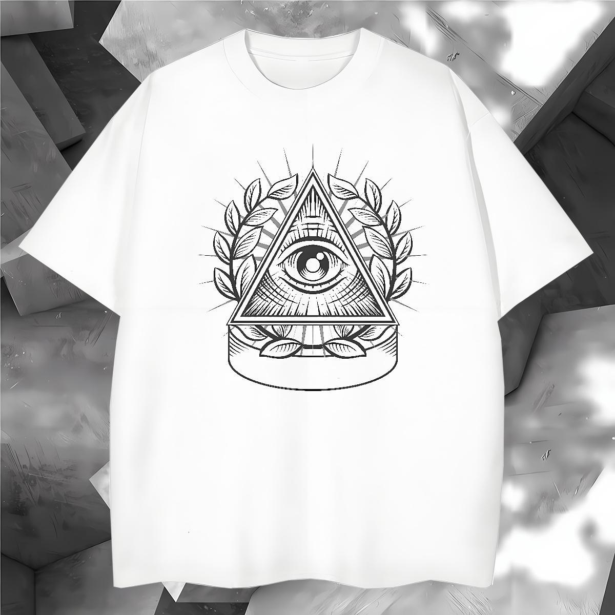 Classic T shirt 230g Pure Cotton eye of the devil Sport Cartoon Printing L-4XL O-Neck Short Sleeve Men Clothes T-Shirt Custom Tshirts